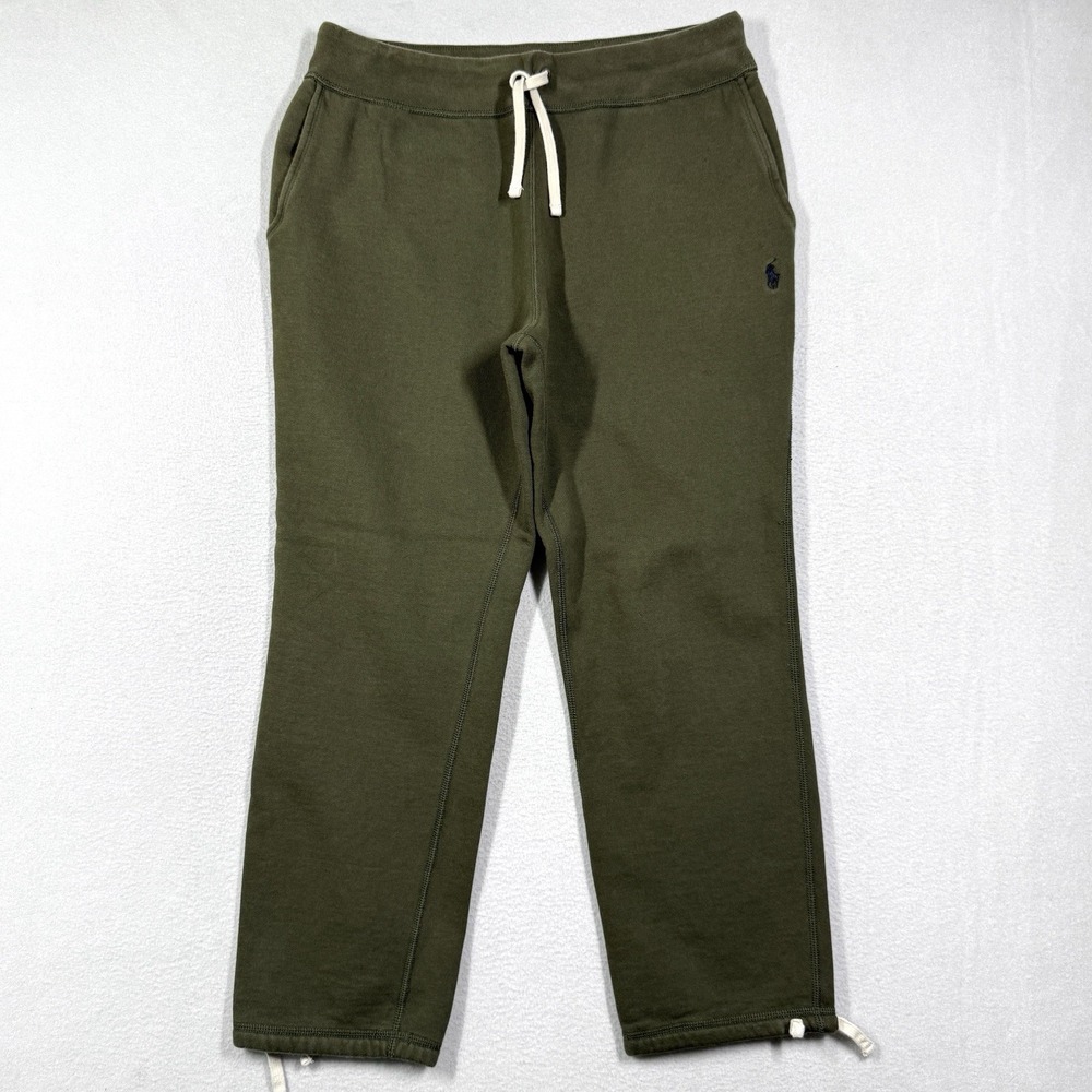 Polo Ralph Lauren Sweatpants Mens Large Olive Green Straight Drawstring Hem Pony